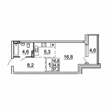 1-к кв. Приморский край, Владивосток Лесная ул., 1В/1 (37.2 м)