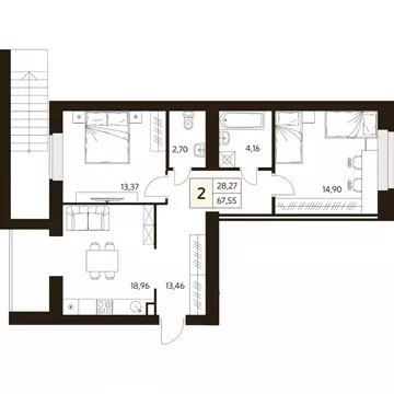2-к кв. Башкортостан, Уфа ул. Ахметова, 296/2 (67.55 м)