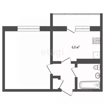 1-к кв. Коми, Усинск Молодежная ул., 24 (28.3 м)