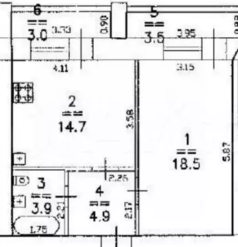 1-к кв. Нижегородская область, Нижний Новгород Народная ул., 22 (48.0 ...