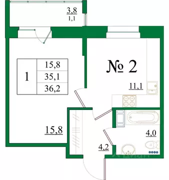1-к кв. Ленинградская область, Гатчина Красносельское ш., 4Ак1 (36.2 ...