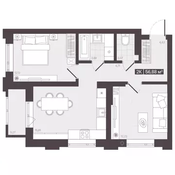 2-к кв. Кемеровская область, Кемерово 6/2 мкр, Моне жилой комплекс ...