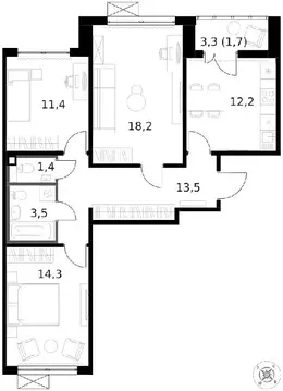 Продается 3-комнатная квартира