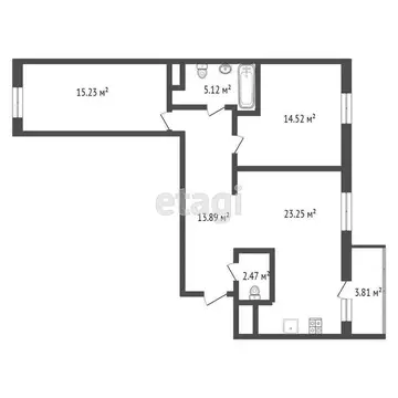 2-комнатная квартира: Тюмень, улица Тимофея Чаркова, 81к2 (74.7 м)