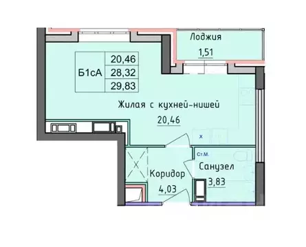 Студия Ярославская область, Ярославль ул. Дядьковская, 48 (29.83 м)