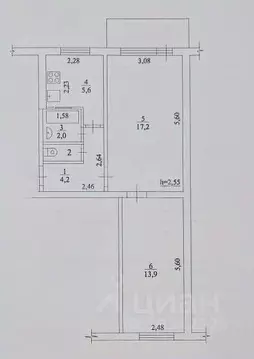 2-к кв. Архангельская область, Новодвинск ул. Димитрова, 11 (44.8 м)