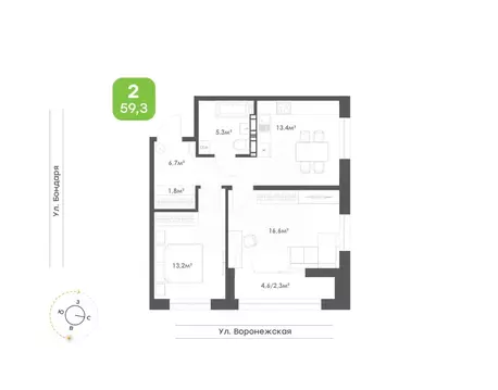 2-к кв. Хабаровский край, Хабаровск Воронежский Бульвар жилой комплекс ...