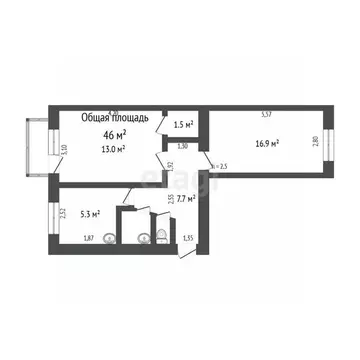 2-к кв. Томская область, Северск ул. Кирова, 8 (43.6 м)