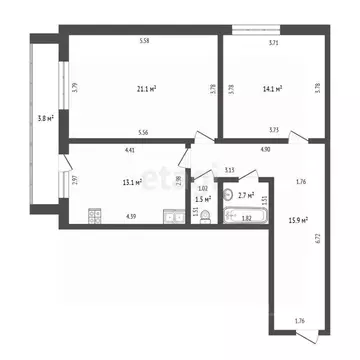 2-к кв. Мордовия, Саранск ул. Щорса, 16 (68.4 м)