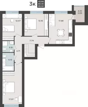3-к кв. Калининградская область, Калининград Арсенальная ул., 31к4 ...