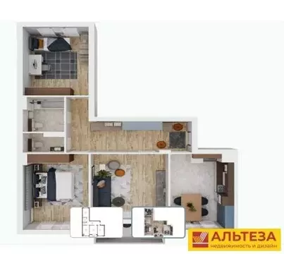 3-комнатная квартира: Балтийск, Московская улица, 16Ак1 (86 м)