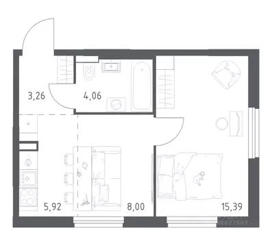 1-к кв. Башкортостан, Уфа ул. Минигали Губайдуллина, 8к9 (36.63 м)