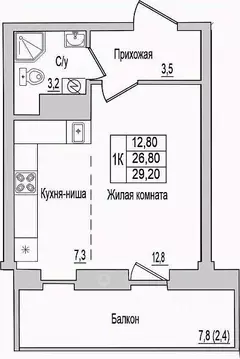 1-к кв. Псковская область, Псковский муниципальный округ, д. ...