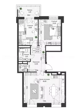 3-к кв. Татарстан, Казань Московская ул. (99.0 м)