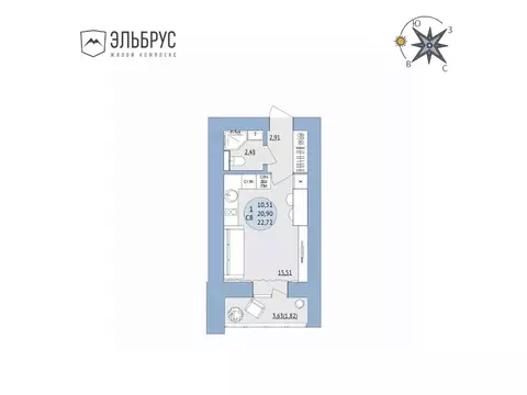 Студия Башкортостан, Уфа Кавказская ул., 24 (22.72 м)