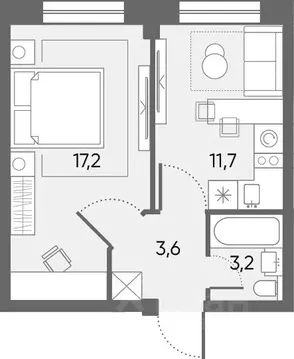 1-к кв. Архангельская область, Архангельск Никольский просп., 77 (34.4 ...