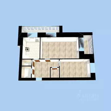 2-к кв. Башкортостан, Уфа Комсомольская ул., 21/1 (53.3 м)