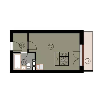 Квартира-студия: Лесное, ш. Калининградское (32.9 м)