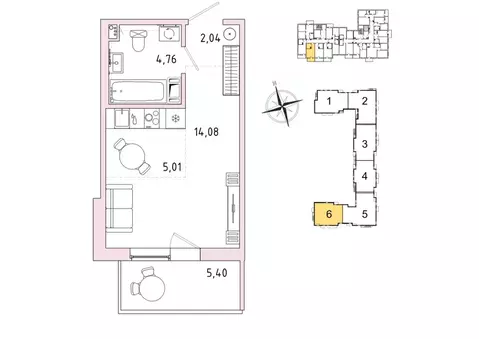 1-к кв. Ленинградская область, Гатчина Въезд мкр,  (27.51 м)