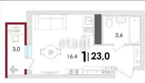 Квартира-студия: Тверская область, Калининский муниципальный округ, ...
