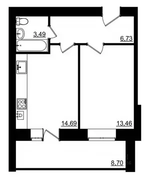 1-к кв. Костромская область, Кострома Малышково мкр,  (42.75 м)