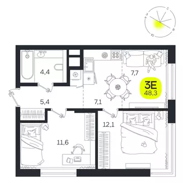 3-к кв. Свердловская область, Екатеринбург Южная Ботаника жилрайон, ...