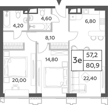 3-комнатная квартира: Москва, проспект Генерала Дорохова, 49 (80.9 м)