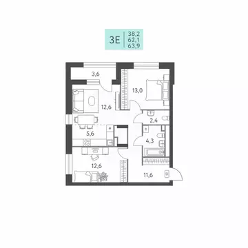 3-к кв. Пермский край, Пермь ул. Левченко, 8 (63.9 м)