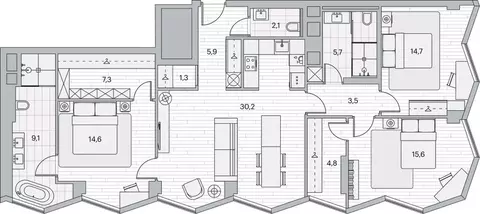 3-комнатная квартира: Москва, Береговой проезд, 2 (114.8 м)