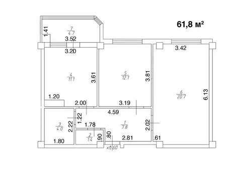 2-комнатная квартира: Ессентуки, улица Шмидта, 80/2с (61.8 м)