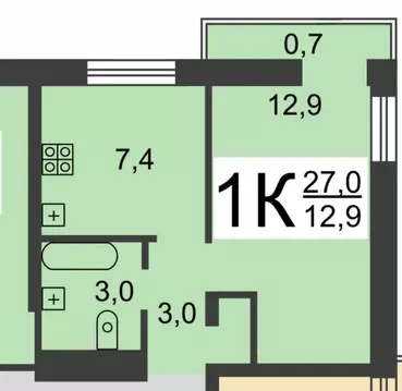 1-комнатная квартира: Нижний Новгород, улица Движенцев, 34 (27 м)