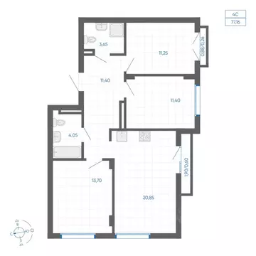 3-к кв. Челябинская область, Челябинский городской округ, пос. ...