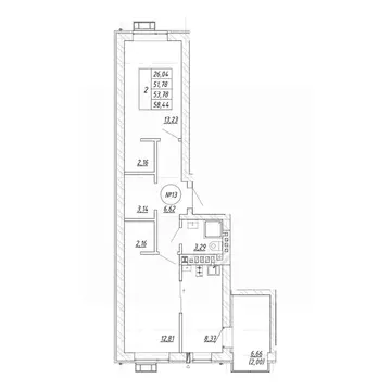 2-к кв. Калининградская область, Зеленоградск  (53.8 м)