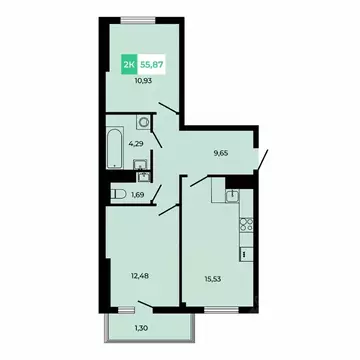 2-к кв. Ростовская область, Аксайский район, Щепкинское с/пос, пос. ...