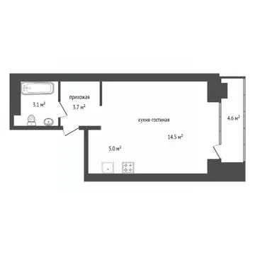 Студия Красноярский край, Красноярск ул. Шахтеров, 10/1 (26.8 м)