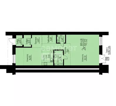 2-комнатная квартира: Томск, улица Аркадия Иванова, 21 (93.32 м)
