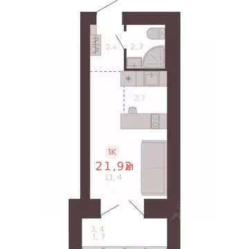 1-к кв. Алтайский край, Новоалтайск ул. Южсиба, 52А (21.9 м)