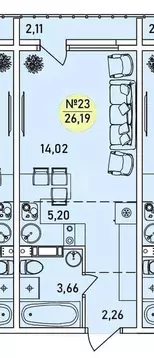 Студия Ярославская область, Ярославль 2-й мкр,  (26.19 м)