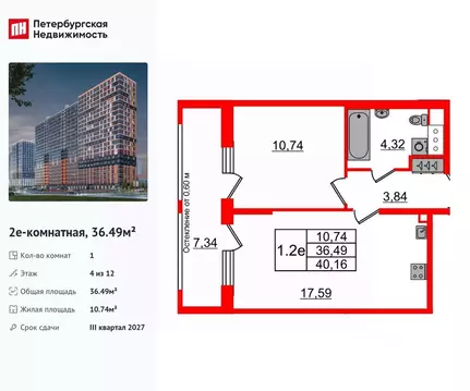 1-к кв. Ленинградская область, Всеволожский район, Свердловское ...