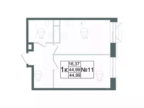 1-к кв. Московская область, Наро-Фоминск ул. Курзенкова, 12 (44.99 м)