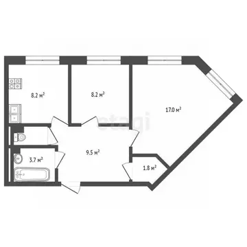 2-к кв. Ямало-Ненецкий АО, Новый Уренгой ул. Нефтяников, 14 (49.8 м)