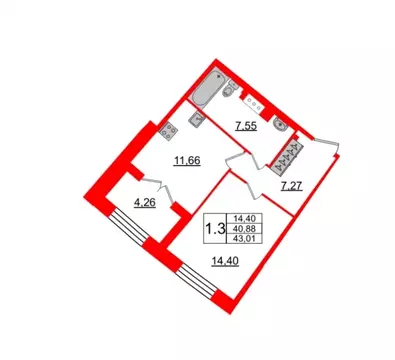 1-комнатная квартира: Санкт-Петербург, Петроградский район, ...