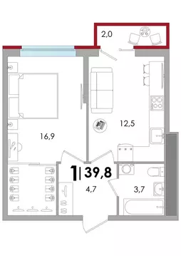 1-комнатная квартира: Тверь, улица С.Я. Лемешева, 6 (39.6 м)