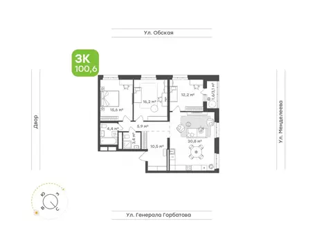 3-к кв. Башкортостан, Уфа Зеленая Роща жилрайон, Конди-Нова жилой ...