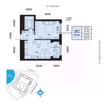 2-к кв. Башкортостан, Уфа Сипайлово жилрайон, Атлантис жилой комплекс ...