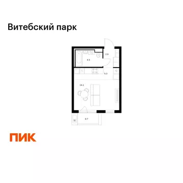 Студия Санкт-Петербург Витебский Парк жилой комплекс (27.5 м)