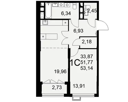 1-к кв. Тульская область, Тула ул. Коминтерна, 44 (53.14 м)