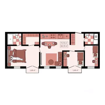 2-к кв. Приморский край, Владивосток Главная ул. (80.75 м)