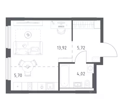 1-к кв. Башкортостан, Уфа ул. Минигали Губайдуллина, 8к9 (29.36 м)