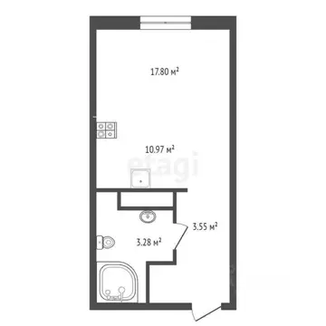 Студия Тюменская область, Тюмень ул. Первооткрывателей, 6 (17.8 м)